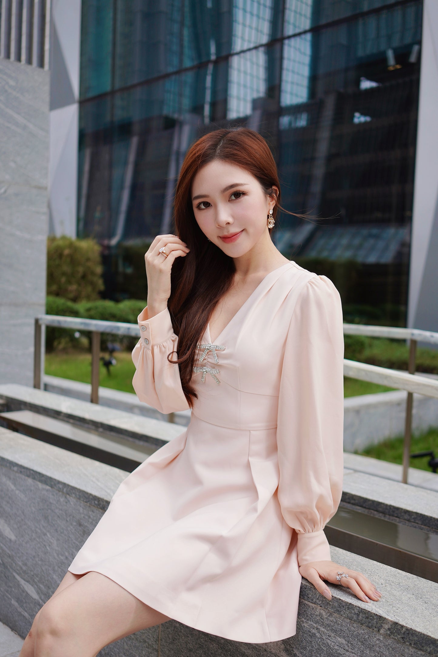 Pink Crystal-embellished Mini Dress