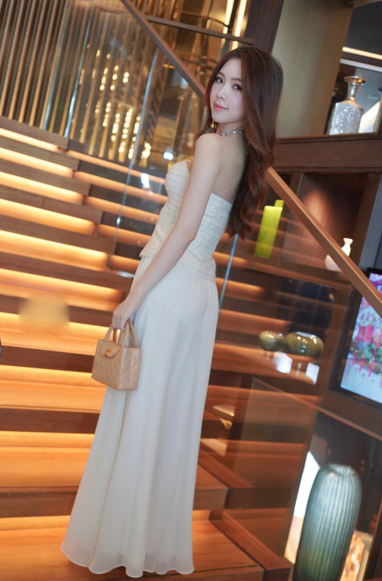 White Slim Tweed Top