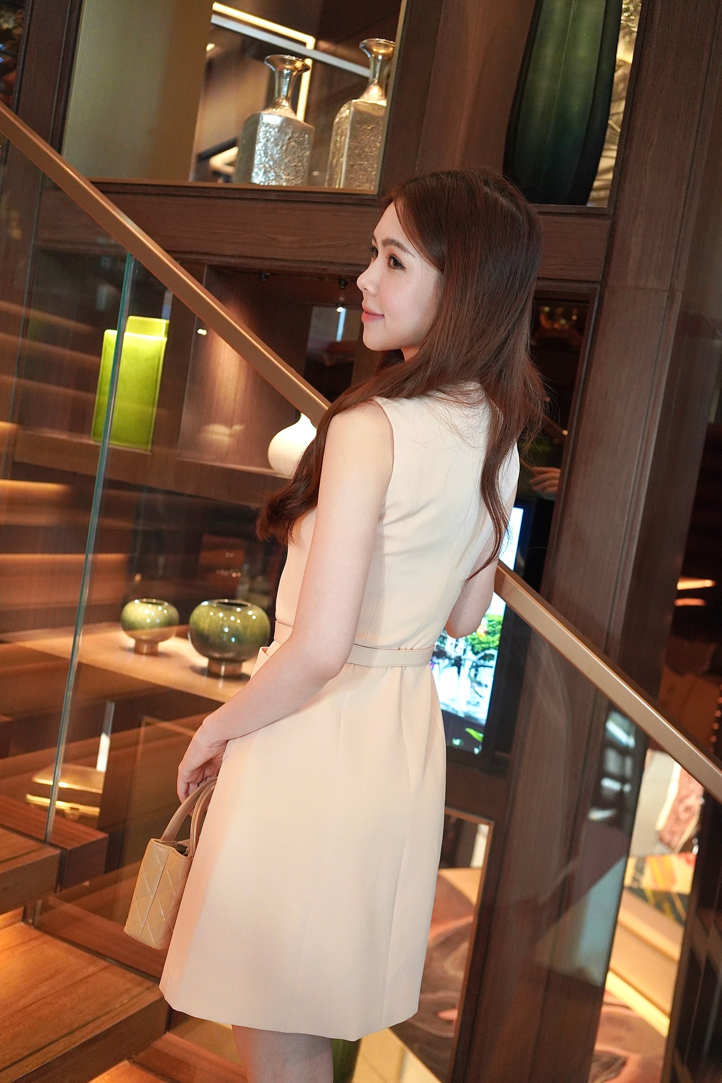 Nude Pink Belted Dress