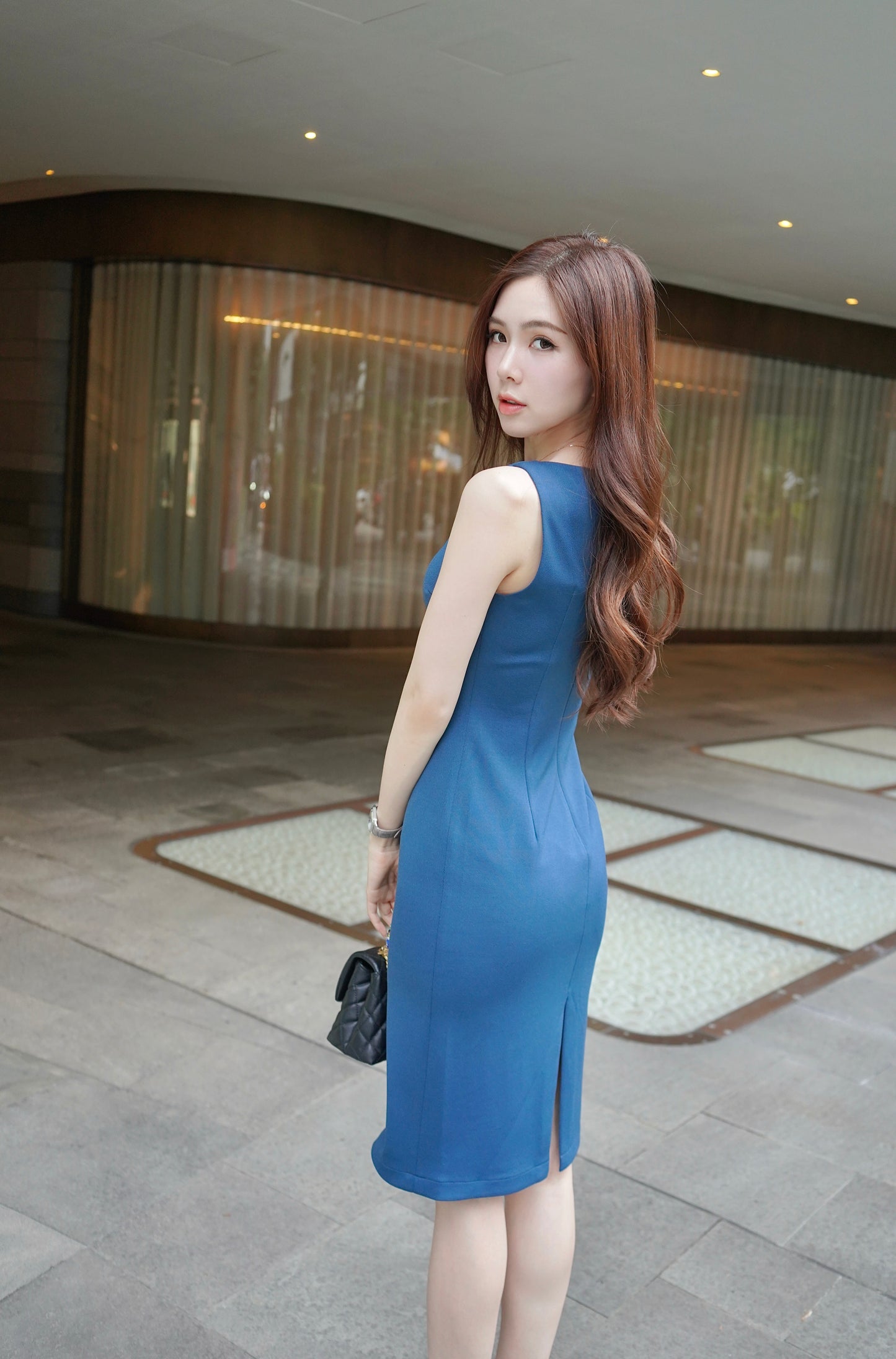 Yale-blue Slim Dress