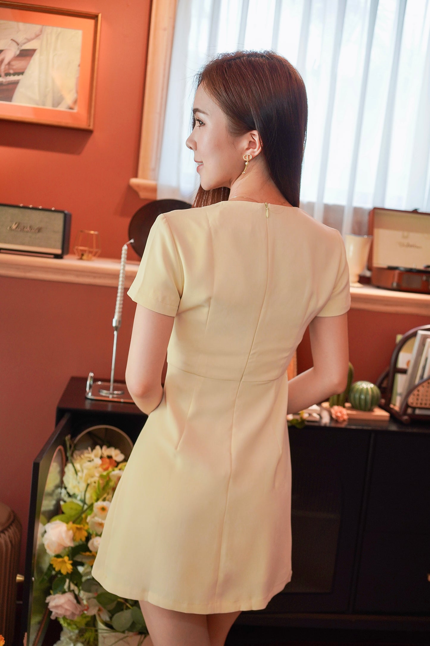 Pale Yellow Sleeved Dress