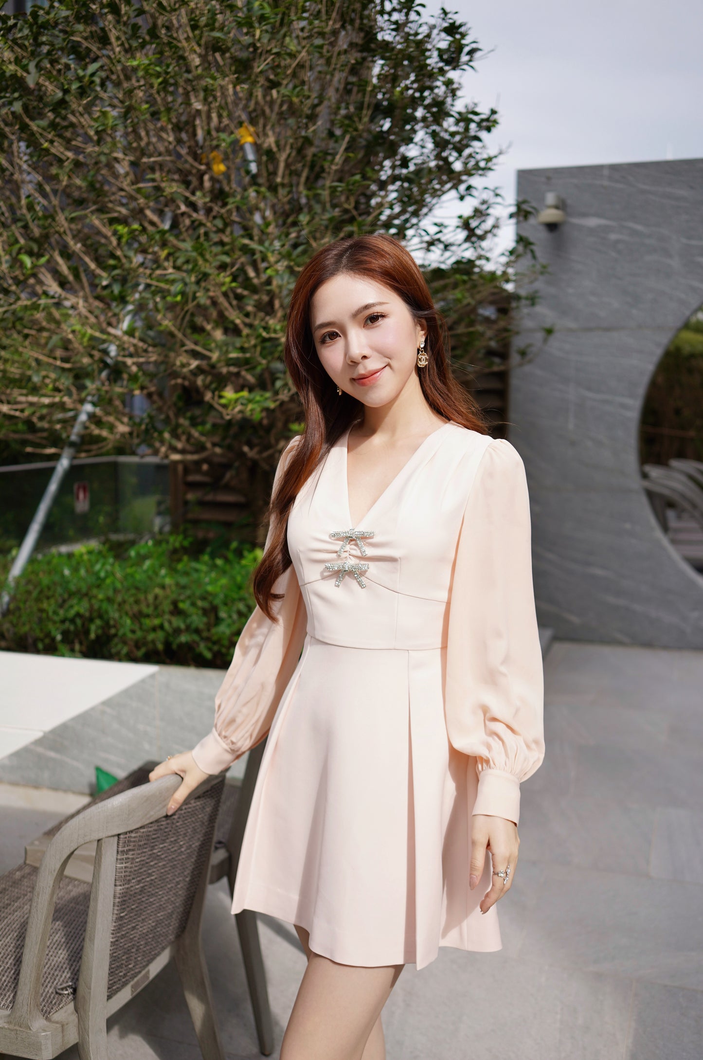 Pink Crystal-embellished Mini Dress
