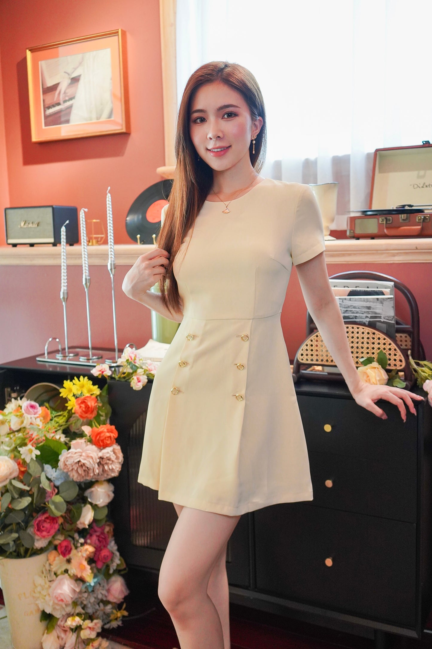 Pale Yellow Sleeved Dress