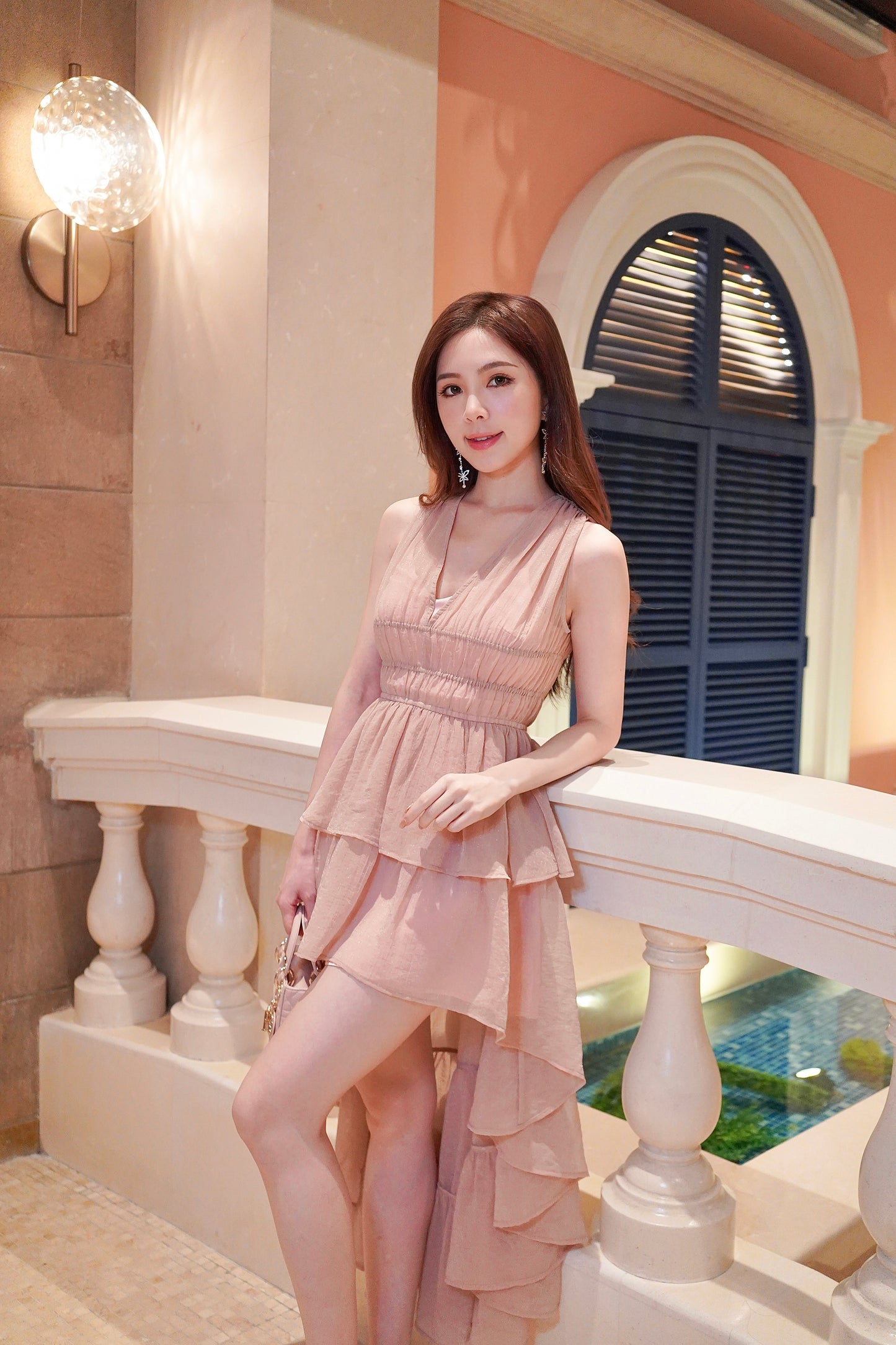 Peach Pink High Low Dress