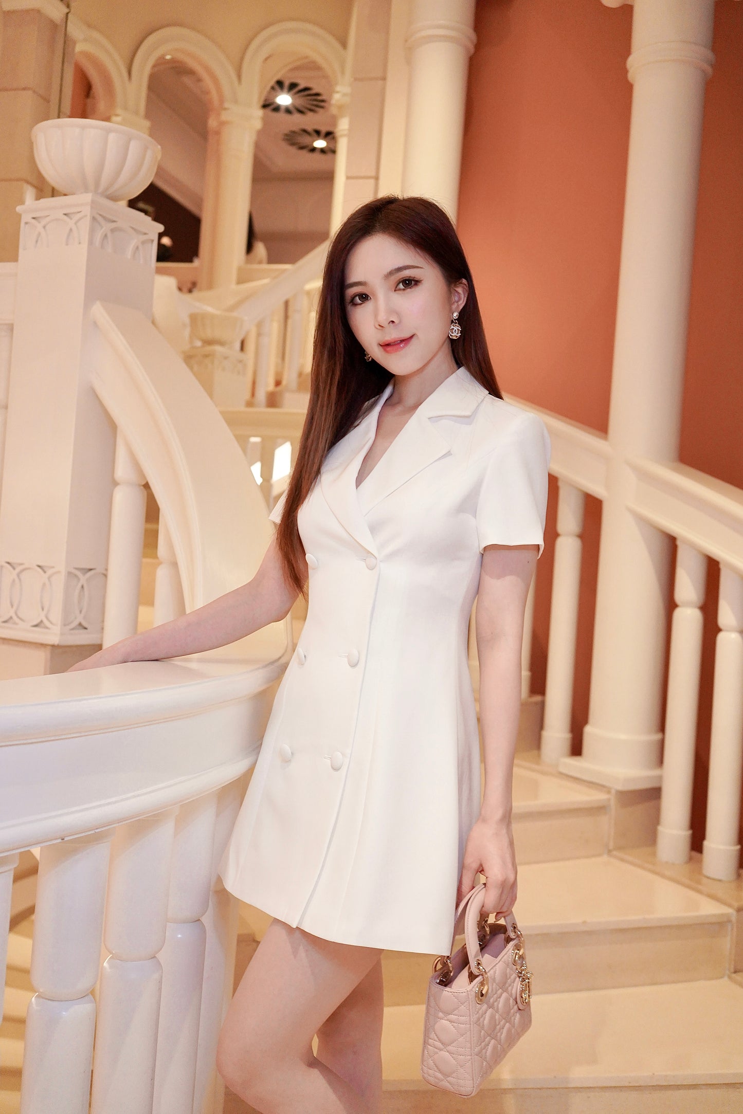 White Sleeved Suit Dress