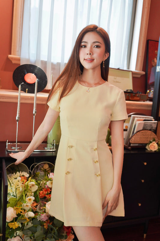 Pale Yellow Sleeved Dress