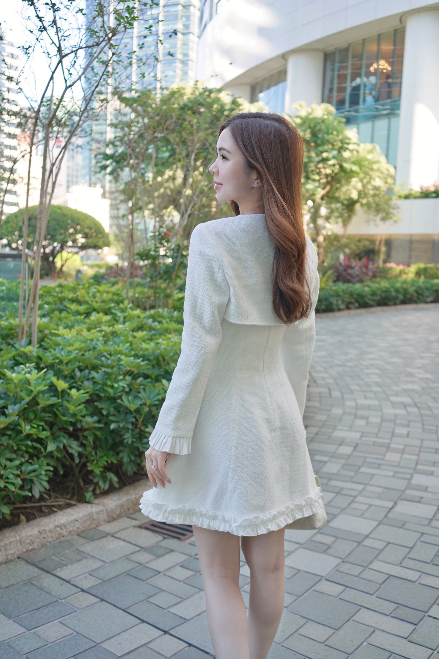 White Tweed Dress With Jacket