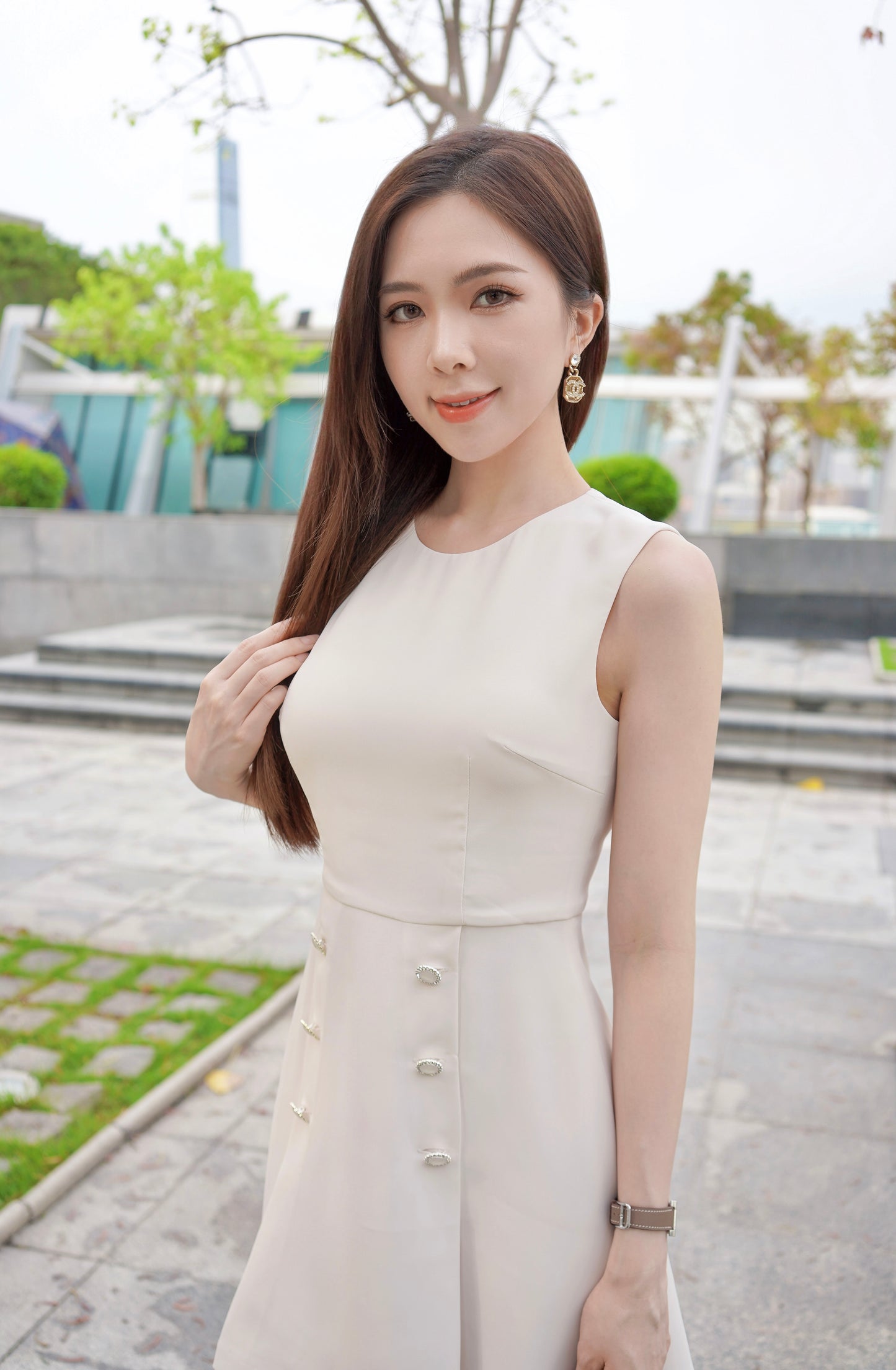 Creamy White OL Dress