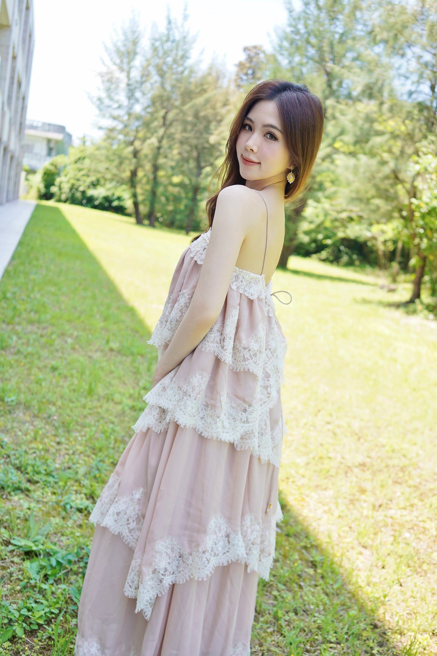 Rosé Chiffon Cake Dress