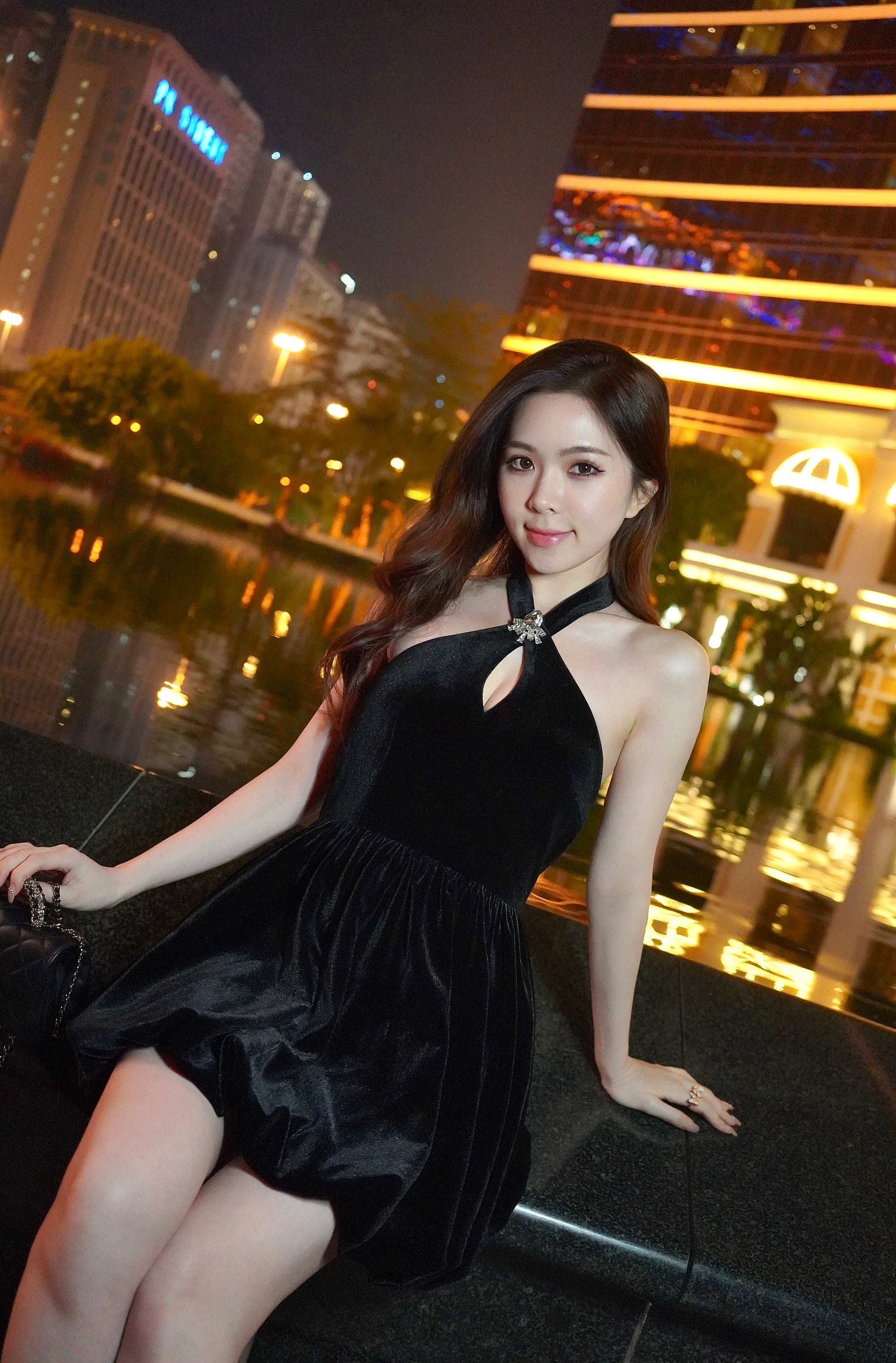 Black Crushed-velvet Dress Black Crushed-velvet Dress