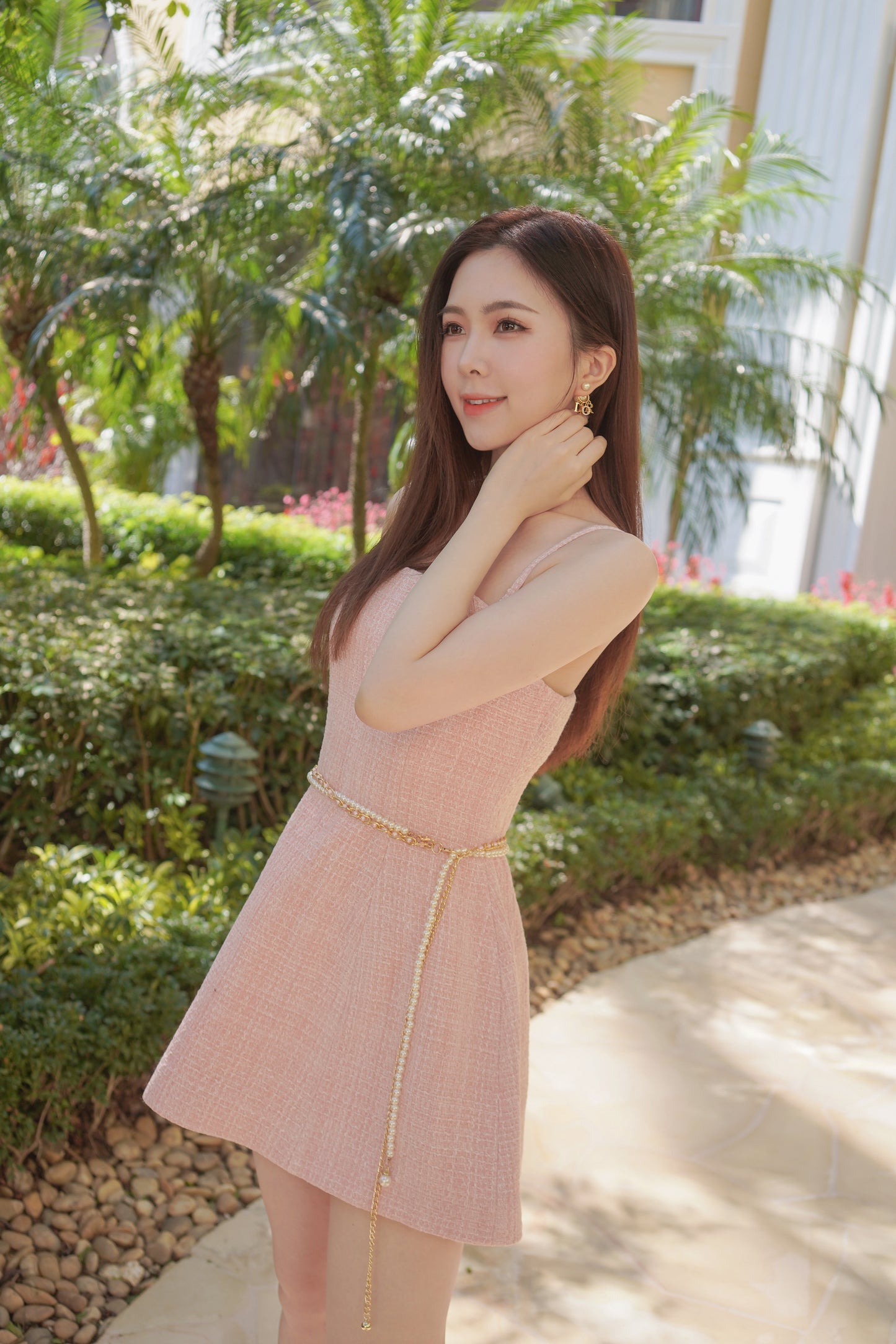 Pink Apricot Tweed Dress