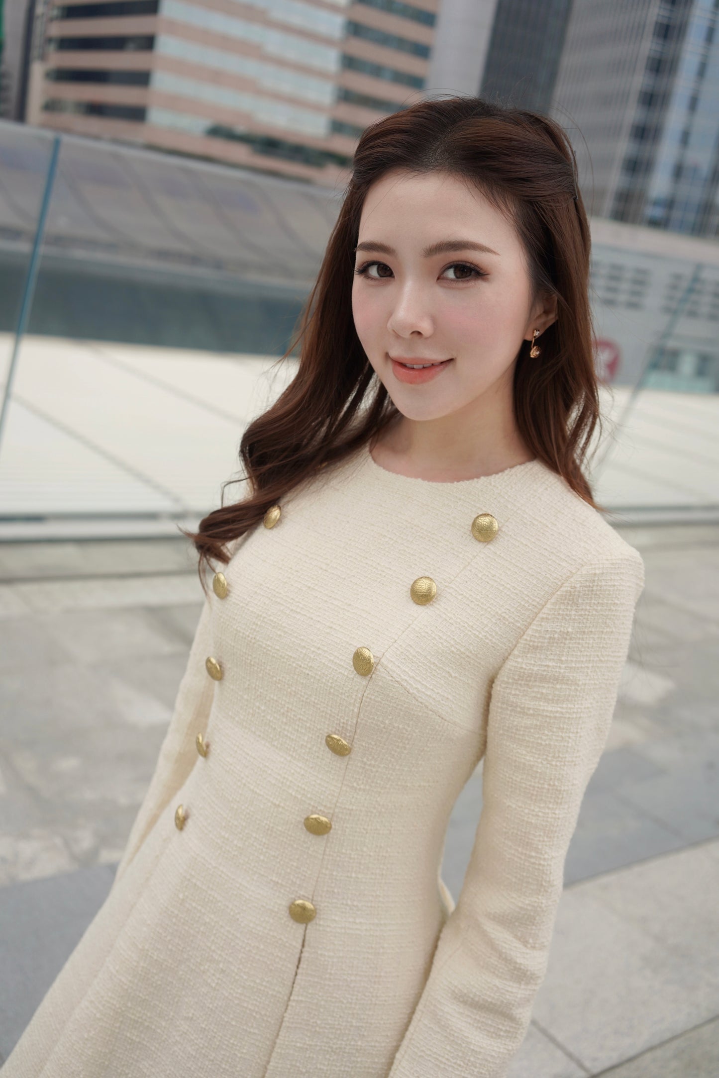 Cream Tweed Dress