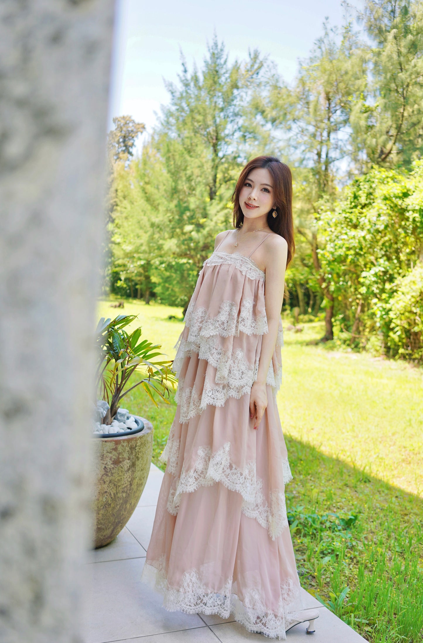 Rosé Chiffon Cake Dress