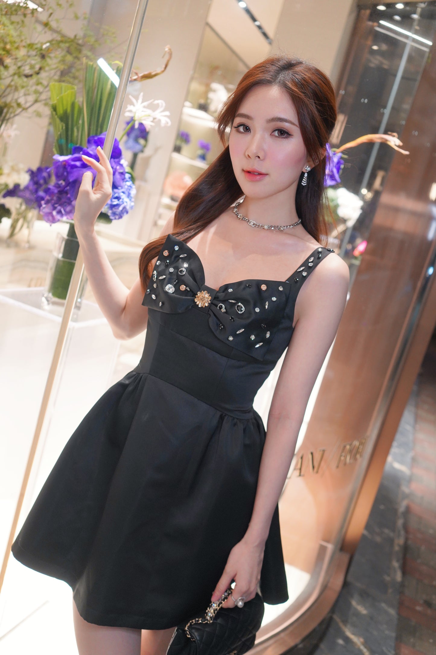 Black Bow Mini Dress