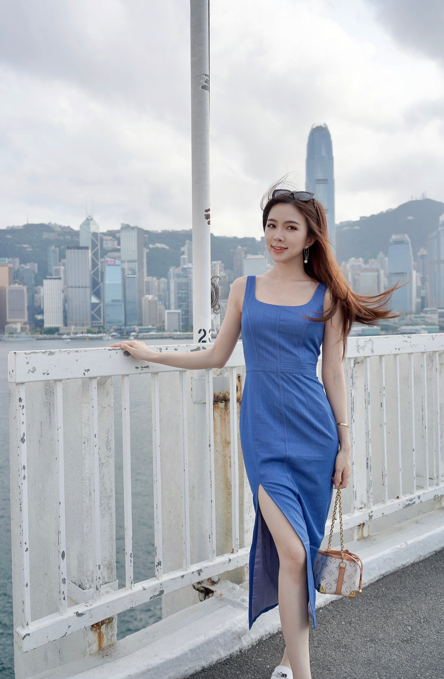 Blue Slim-fit Sundress