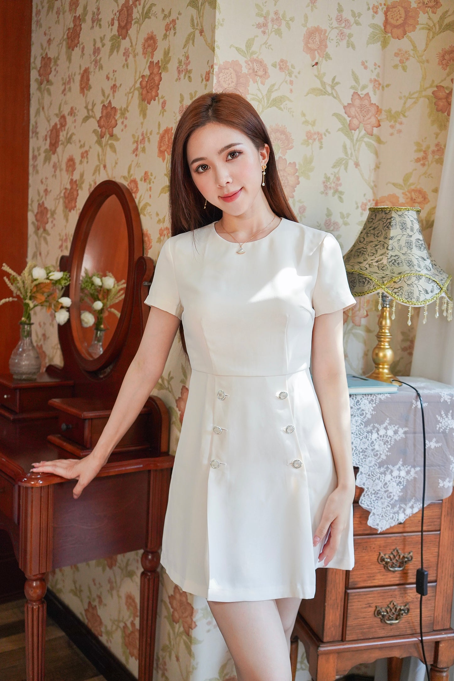 Creamy White Sleeved Dress