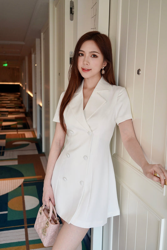 White Sleeved Suit Dress