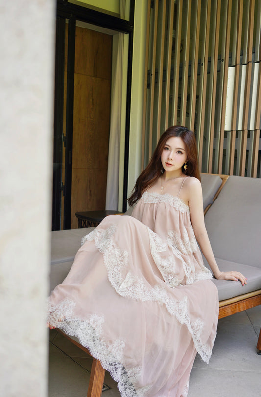 Rosé Chiffon Cake Dress